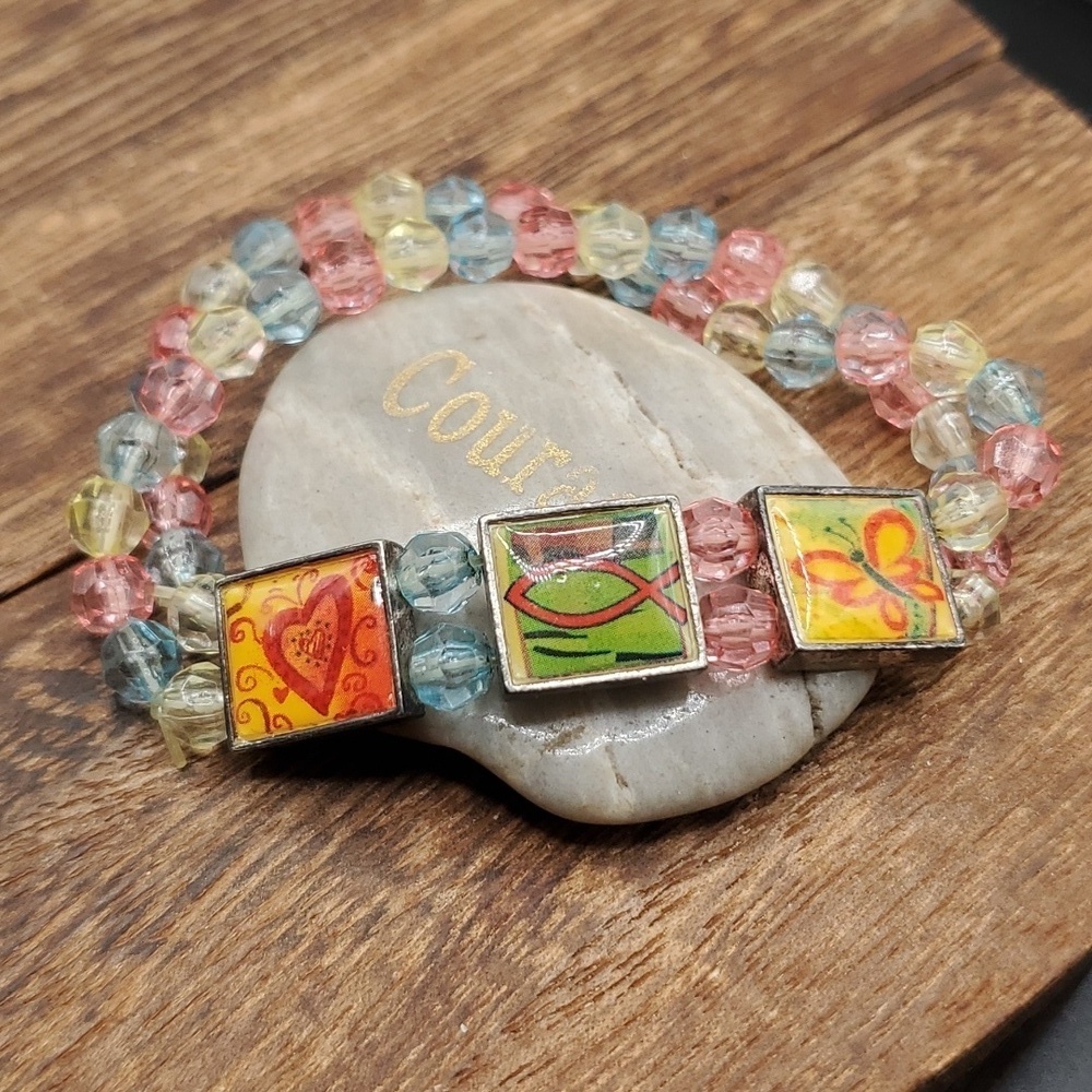 B2835 cottagecore religious pastel crystal garden‎ bracelet